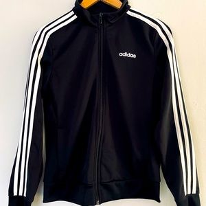 Women’s Adidas Track Jacket Black With White Stripes Size Small